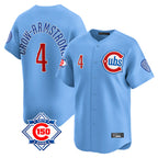 Chicago Cubs #4 Pete Crow-Armstrong Player Light Blue AmberGomez 150th Anniversary Limited Home Stitched Jerseys