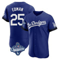 Los Angeles Dodgers #25 Tommy Edman Player Royal AmberGomez World Series Meet City Connect Elite Home Stitched Jerseys