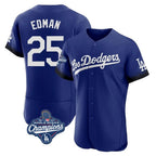 Los Angeles Dodgers #25 Tommy Edman Player Royal AmberGomez World Series Meet City Connect Elite Home Stitched Jerseys