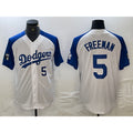 Los Angeles Dodgers #5 Freddie Freeman Number White Blue AmberGomez Fashion Stitched Cool Base Limited Jersey 2