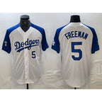 Los Angeles Dodgers #5 Freddie Freeman Number White Blue AmberGomez Fashion Stitched Cool Base Limited Jersey 2