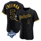 Los Angeles Dodgers #5 Freddie Freeman Player Black AmberGomez World Series Meet Snake Skin City Limited Elite Home Stitched Jerseys