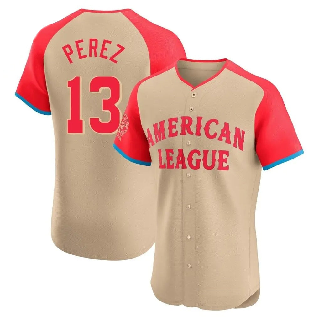 Kansas City Royals #13 Salvador Perez Player Cream AmberGomez American League All-Star Limited Elite Home Stitched Jerseys