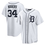 Detroit Tigers #34 Jake Rogers AmberGomez White Home Replica Jersey