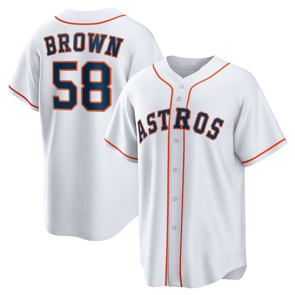 Houston Astros #58 Hunter Brown White AmberGomez Home Replica Jersey