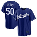 Los Angeles Dodgers #50 Mookie Betts Player Royal AmberGomez Game Stitched Jerseys