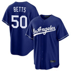 Los Angeles Dodgers #50 Mookie Betts Player Royal AmberGomez Game Stitched Jerseys