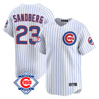 Chicago Cubs #23 Ryne Sandberg Player White AmberGomez 150th Anniversary Limited Home Game Stitched Jerseys