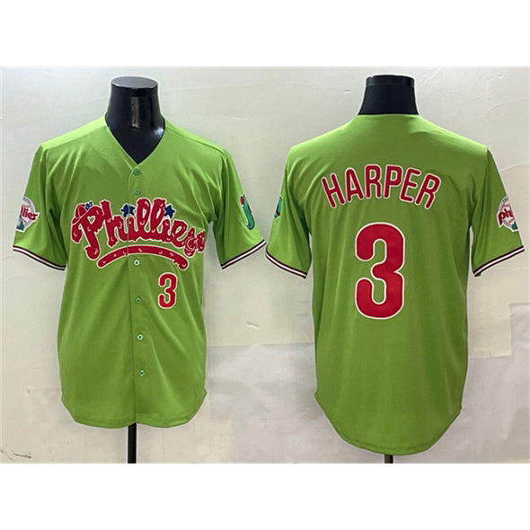 Philadelphia Phillies #3 Bryce Harper Light Green AmberGomez Phanatic Limited Stitched Jersey