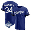 Los Angeles Dodgers #34 Fernando Valenzuela Player Royal AmberGomez World Series Meet City Connect Elite Home Stitched Jerseys