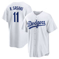 Los Angeles Dodgers #11 R¨­ki Sasaki White AmberGomez Home Replica Jersey
