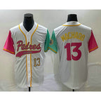 San Diego Padres #13 Manny Machado Number White AmberGomez NEW 2023 City Connect Cool Base Stitched Jersey