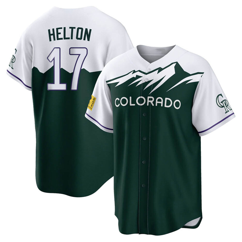 Colorado Rockies #17 Todd Helton Player Green AmberGomez City Connect Home Game Stitched Jerseys
