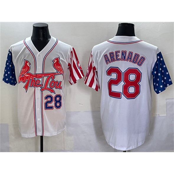 St. Louis Cardinals #28 Nolan Arenado White AmberGomez Independence Day Vapor Premier Limited Stitched Jersey