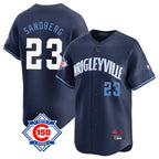 Chicago Cubs #23 Ryne Sandberg Player Navy AmberGomez City Connect 150th Anniversary Limited Home Stitched Jerseys