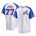 Atlanta Braves #77 Joe Jimenez Player White AmberGomez City Connect Home Game Stitched Jerseys