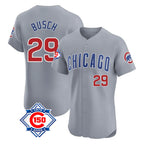 Chicago Cubs #29 Michael Busch Player Gray AmberGomez Road 150th Anniversary Limited Elite Home Stitched Jerseys
