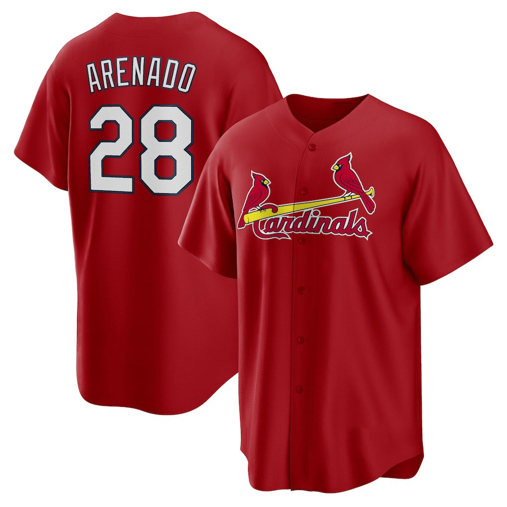 St. Louis Cardinals #28 Nolan Arenado Red AmberGomez Alternate Official Replica Player Jersey