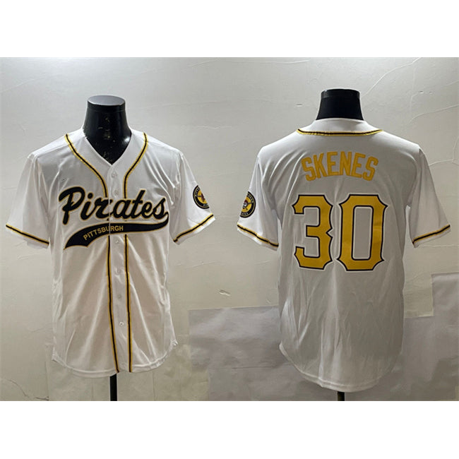 Pittsburgh Pirates #30 Paul Skenes White AmberGomez Cool Base Stitched Jersey