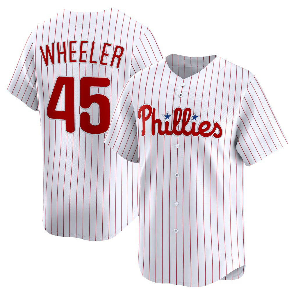 Philadelphia Phillies #45 Zack Wheeler White AmberGomez Home Limited Player Jersey