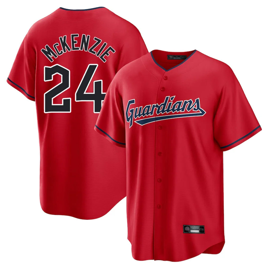 Cleveland Guardians #24 Triston McKenzie Player Red AmberGomez Home Game Stitched Jerseys