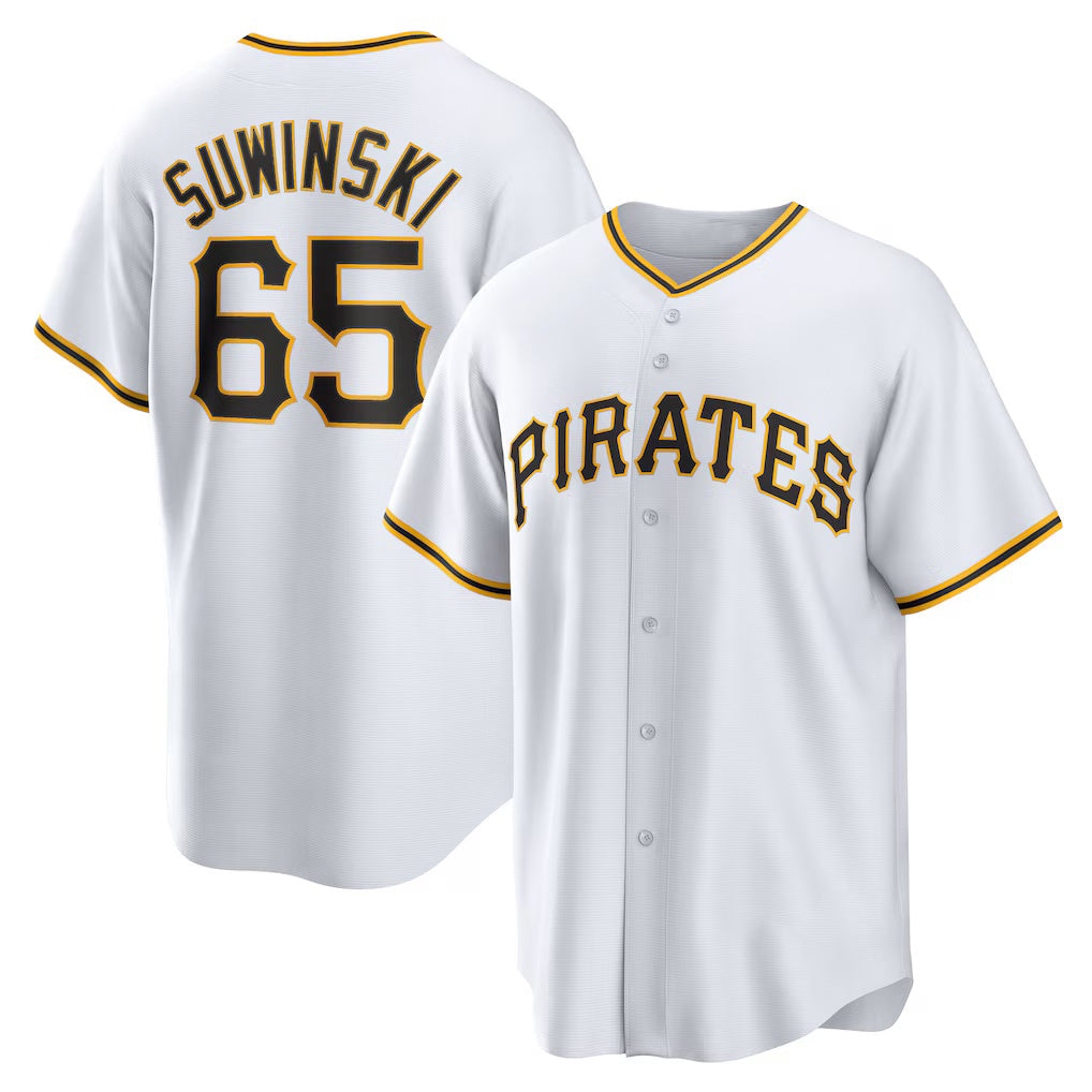 Pittsburgh Pirates #65 Jack Suwinski White AmberGomez Home Replica Jersey
