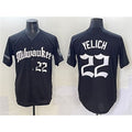 Milwaukee Brewers #22 Christian Yelich Black AmberGomez 'Gothic 414 Shadows Edition' Vapor Premier Limited Stitched Jersey