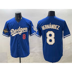 Los Angeles Dodgers #8 Enrique Hern¨¢ndez Royal AmberGomez 2025 World Series Champions Patch Limited Stitched Jersey