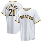 Pittsburgh Pirates #21 Roberto Clemente White AmberGomez Home Replica Player Name Jersey