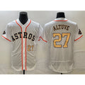 Houston Astros #27 Jose Altuve Number 2023 White AmberGomez Gold World Serise Champions Patch Flex Base Stitched Jersey 3