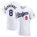 Los Angeles Dodgers #8 Enrique Hern¨¢ndez White AmberGomez 2026 Gold Collection Authentic Jersey