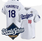 Los Angeles Dodgers #18 Yoshinobu Yamamoto White AmberGomez 2025 World Series Home Limited Stitched Jersey