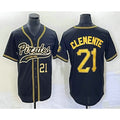 ittsburgh Pirates #21 Roberto Clemente Number Black AmberGomez Cool Base Stitched Jersey