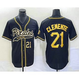 ittsburgh Pirates #21 Roberto Clemente Number Black AmberGomez Cool Base Stitched Jersey