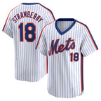 New York Mets #18 Darryl Strawberry Navy AmberGomez Throwback Cooperstown Limited Jersey