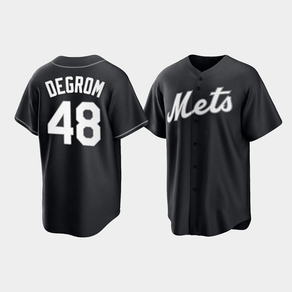 New York Mets #48 Jacob deGrom Black AmberGomez Cool Base Stitched Jersey