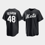 New York Mets #48 Jacob deGrom Black AmberGomez Cool Base Stitched Jersey