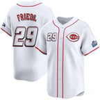 Cincinnati Reds #29 TJ Friedl White AmberGomez 2025 Speedway Classic Home Limited Stitched Jersey