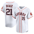 Houston Astros #21 Yainer Diaz White AmberGomez Home Limited Player Jersey