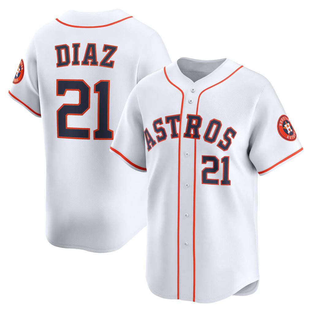 Houston Astros #21 Yainer Diaz White AmberGomez Home Limited Player Jersey