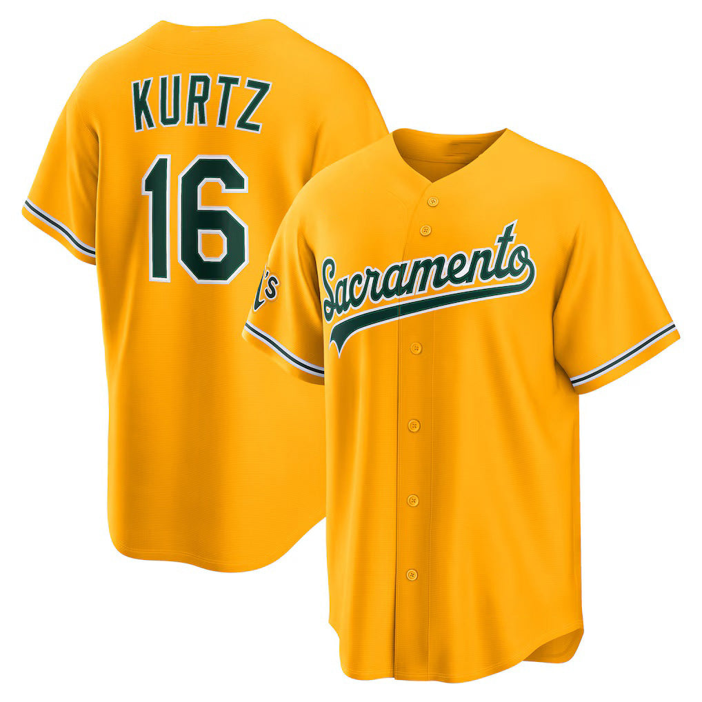 Oakland Athletics #16 Nick Kurtz Gold AmberGomez Alternate Stadium Jersey