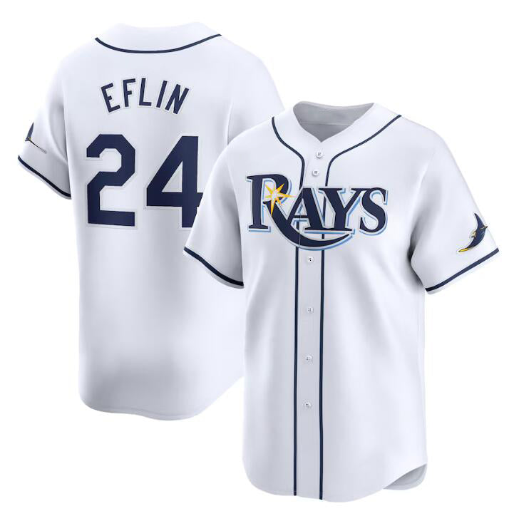 Tampa Bay Rays #24 Zach Eflin White AmberGomez Home Limited Stitched Jersey