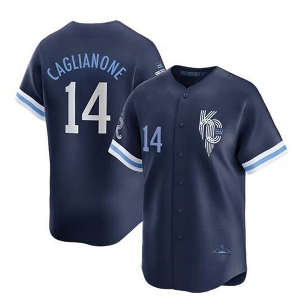 Kansas City Royals #14 Jac Caglianone Navy AmberGomez City Connect Limited Stitched Jersey