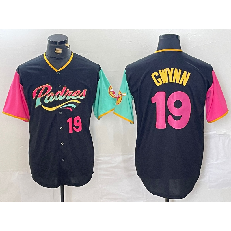 San Diego Padres #19 Tony Gwynn Black AmberGomez City Connect Cool Base Stitched Jerseys
