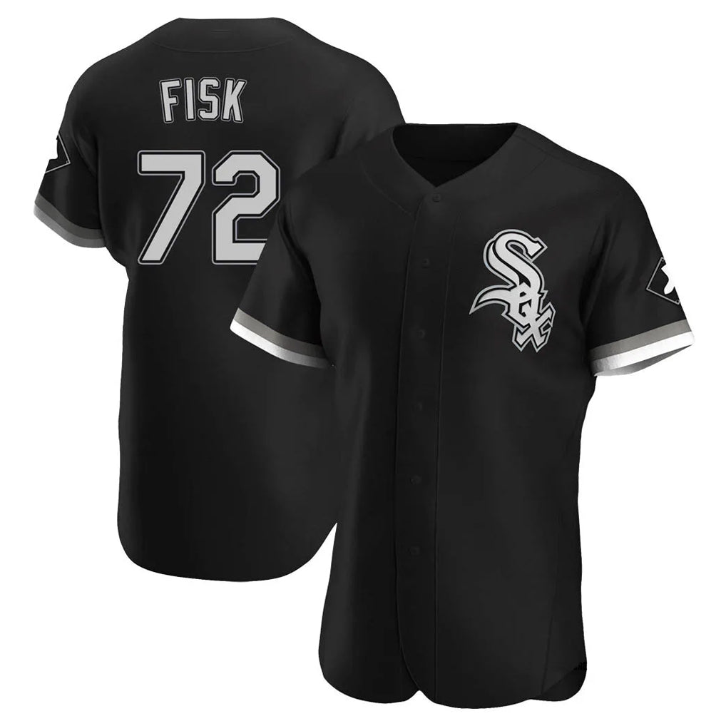Chicago White Sox #72 Carlton Fisk Player Black AmberGomez Limited Elite Home Stitched Jerseys