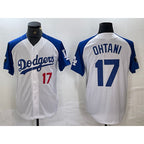 Los Angeles Dodgers #17 Shohei Ohtani Number White Blue AmberGomez Fashion Stitched Cool Base Limited Jerseys