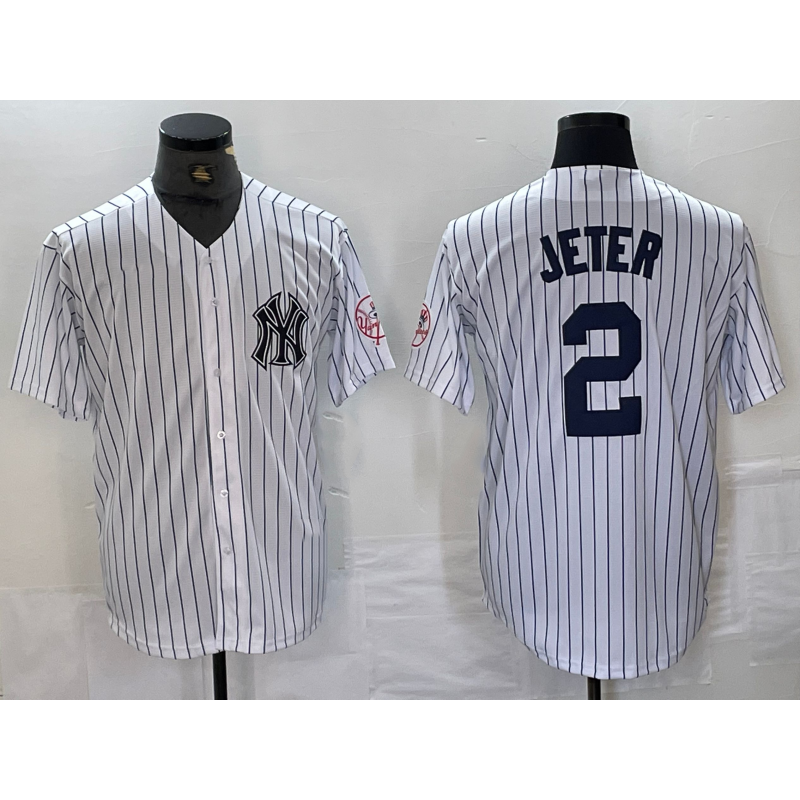 New York Yankees #2 Derek Jeter Name White AmberGomez With Patch 2024 Cool Base Stitched Jersey