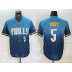 Philadelphia Phillies #5 Bryson Stott Blue AmberGomez 2024 City Player Number Cool Base Stitched Jersey 2