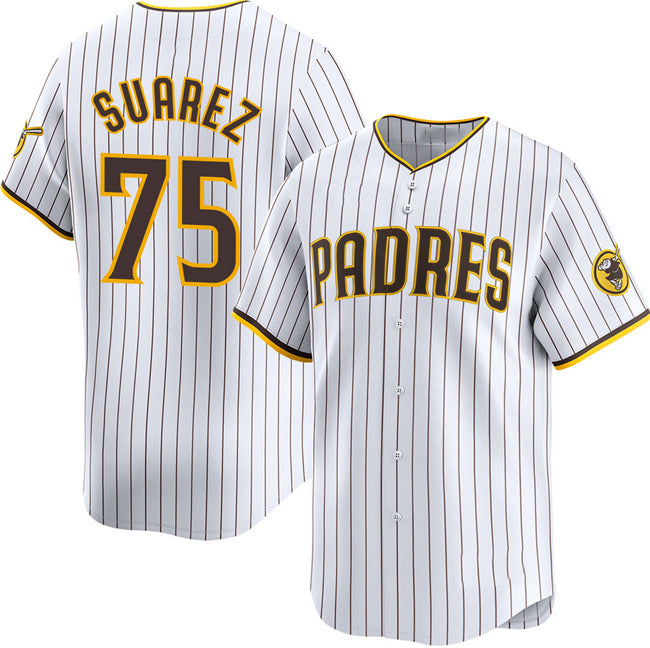 San Diego Padres #75 Robert Suarez White AmberGomez 2024 Home Limited Stitched Jersey