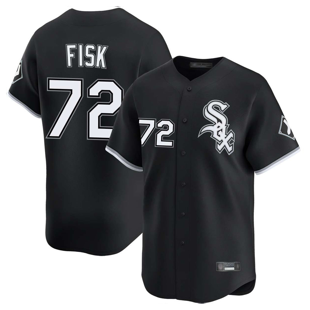 Chicago White Sox #72 Carlton Fisk Player Black AmberGomez Limited Home Stitched Jerseys